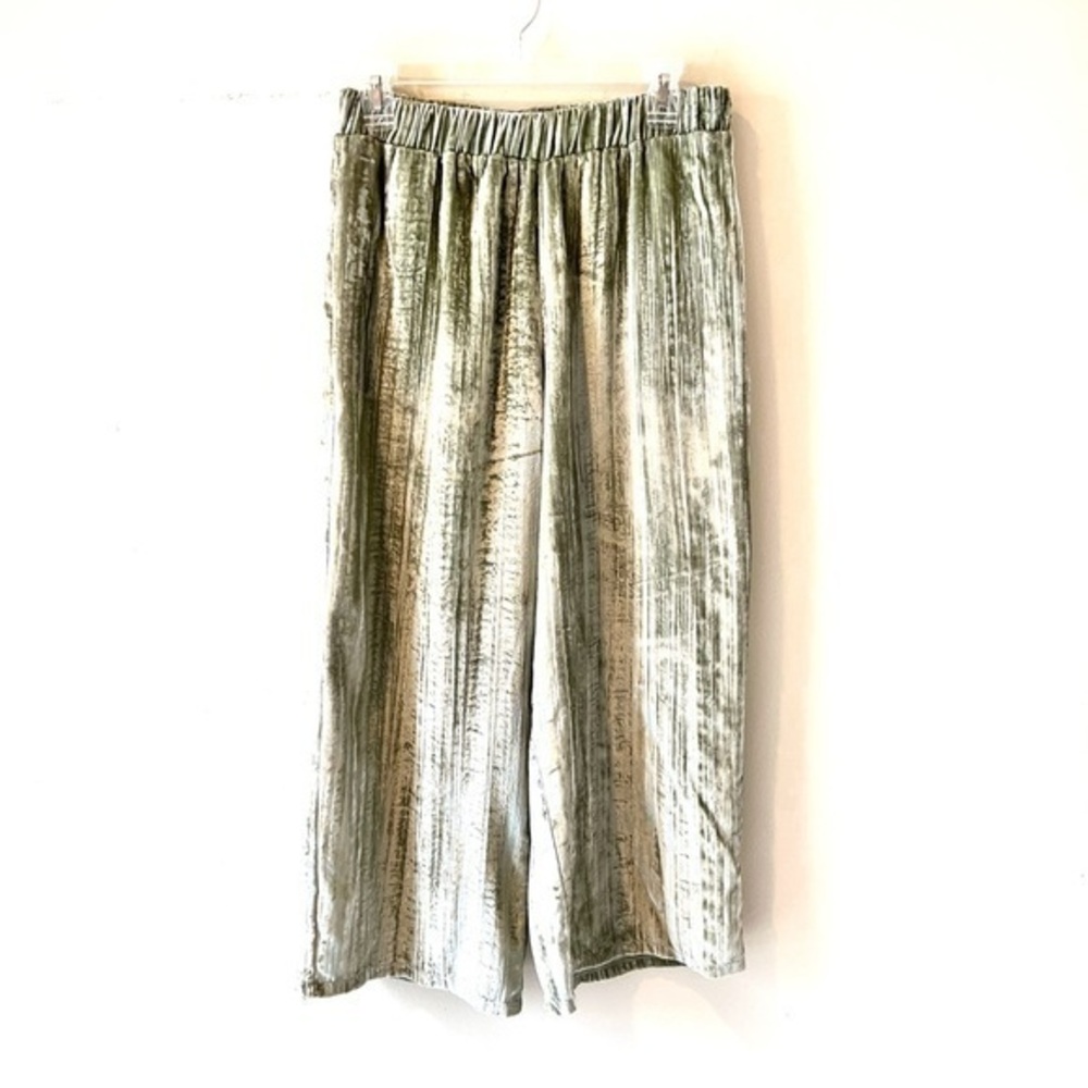 ZARA crop wide leg wrinkle velour effect Trafaluc sz M EUC worn once